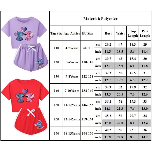 Stitch Sommar T-shirt Toppar Shorts Set Barn Flickor Pyjamas Loungewear Träningsdräkt Set Black 140cm