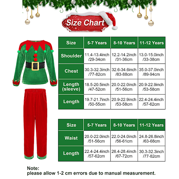 Jultomte Kostymset för Pojkar i Sammet - Elfkläder för Klä upp sig - Jultomtekostym - Julkarnevalskostym 120cm
