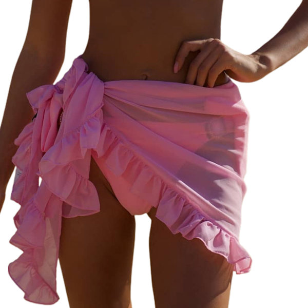 Sarongklänning för kvinnor, badkläder, bikini, strandkläder, omslag, kjol pink