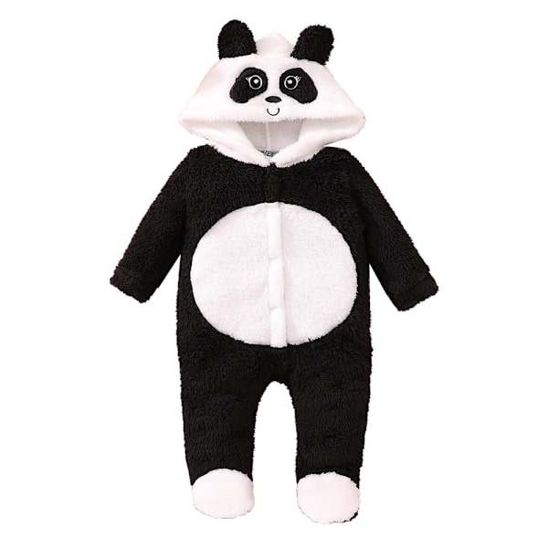 Djur Plysch Pojke Flicka Bodysuit Nyfödd Jumpsuit med Huva Julklapp black 6-9M