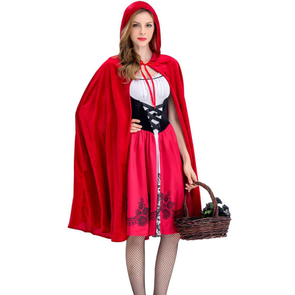 Halloween Cosplay Rödluvan Kostym red S