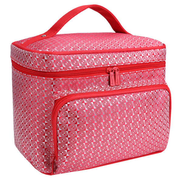 Kvinnors diamantmönster Kosmetisk väska Protable Enkelhet Mode Red
