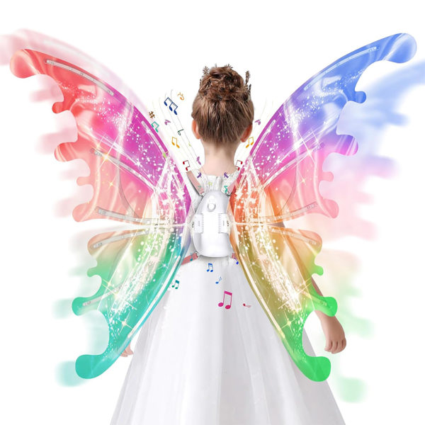Girl's Electric Fairy Wings Glödande mobila fjärilsvingar med LED-lampor Prinsessan Rollspel Klä upp presenter