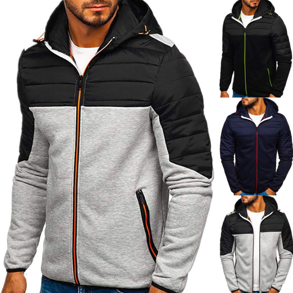 Herrjacka med förtjockad huva och dragkedja Navy blue XL