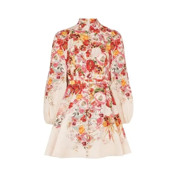 Zim Style Wonderland Blommig Linne Mini Klänning Damklänning XL