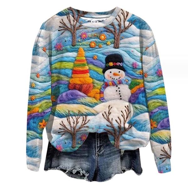 Jul-tröja för damer, mode-present, rund hals, långärmad #2 XL