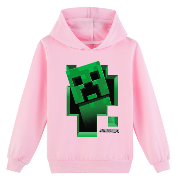 Minecraft Creeper Print Huvtröja Hoodie Jumper Topp för barn Pink 150cm