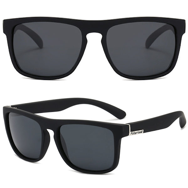 Herr Fyrkantiga Solglasögon Utomhus Anti UV 400 Filter Glasögon Black Frame Black Lenses