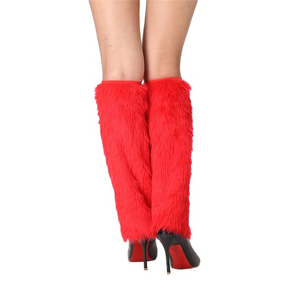 Faux Fur Fuzzy Leg Warmer Kvinnor Flicka Fleece Boot Cuff Covers Vinter Tillbehör Jul Kvinnor Boot Cuff Red