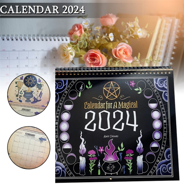2024 kalender | Dark Forest Lunar Calendar 2024 Väggkalender
