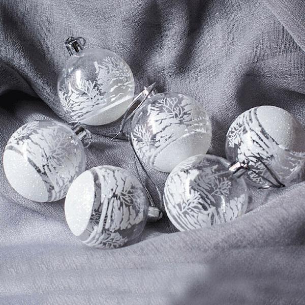 6 stk. julekuglepynt til julebryllupsfestdekoration