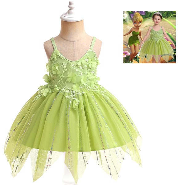 Barn Flickas Älv Tingeling Klänning Prinsessklänning För Halloween 130cm