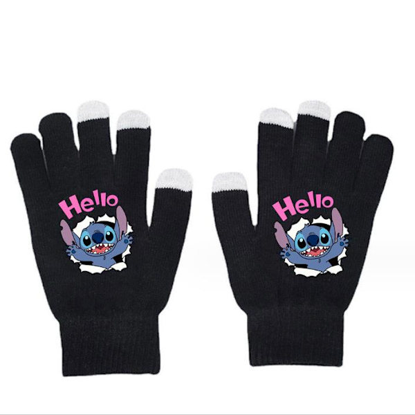 Lilo & Stitch Varme Strikkede Alle Finger Barnehansker Vintertrykk #1
