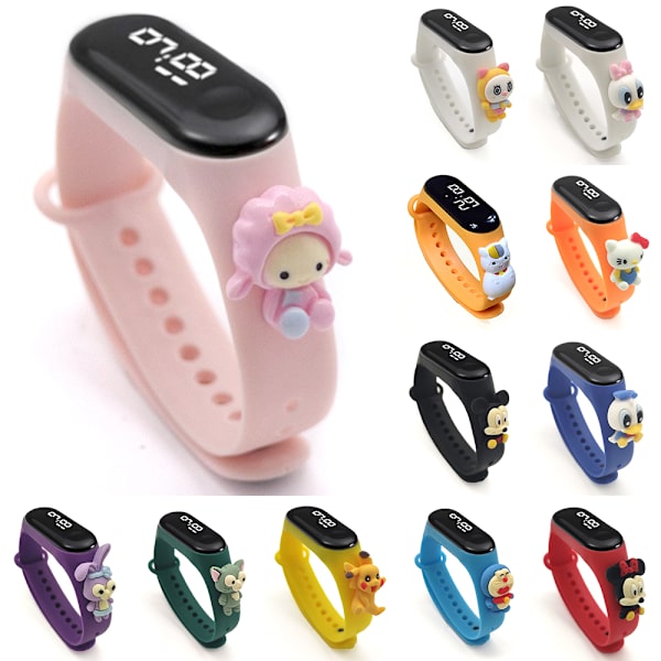Barnens tecknade sport LED digital klocka / Smartwatch / Armbandsur Orange Hello Kitty
