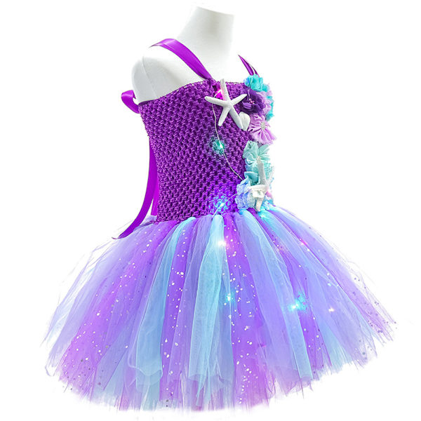 Blixt sjöjungfru cosplay flickor prinsesskjol Sjöjungfru puffkjol Purple M
