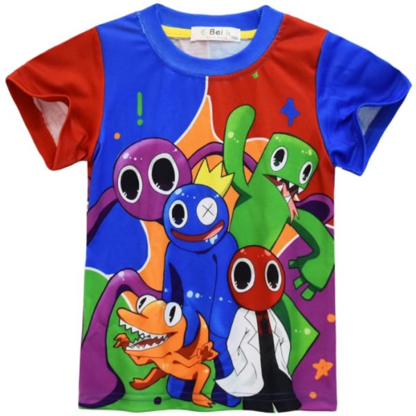 3D Rainbow friends Summer Kids kortärmad grafisk T-shirt E 120cm