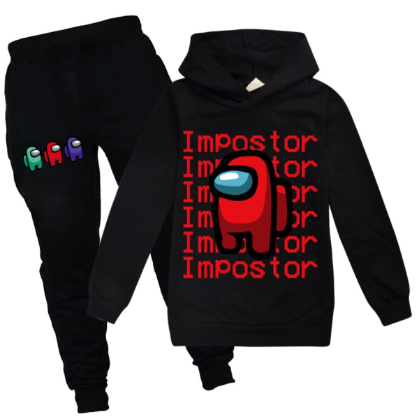 Among Us Game Impostor Set Hoodie Barn Pojkar Outfit Toppar Byxor Green 100