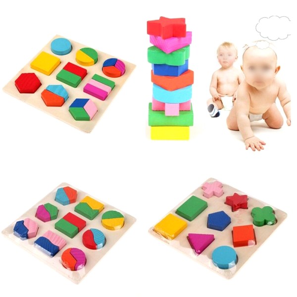 Baby Kids trä pussel 3D pussel leksaker form Sorter Shape equalization