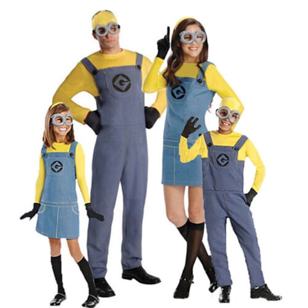 Minions Barn Vuxna Män Kvinnor Familj förälder-barn outfit Kläder, Gul Overall Halloween Maskeraddräkt Outfit Fest Rollspel Prestanda Girls M