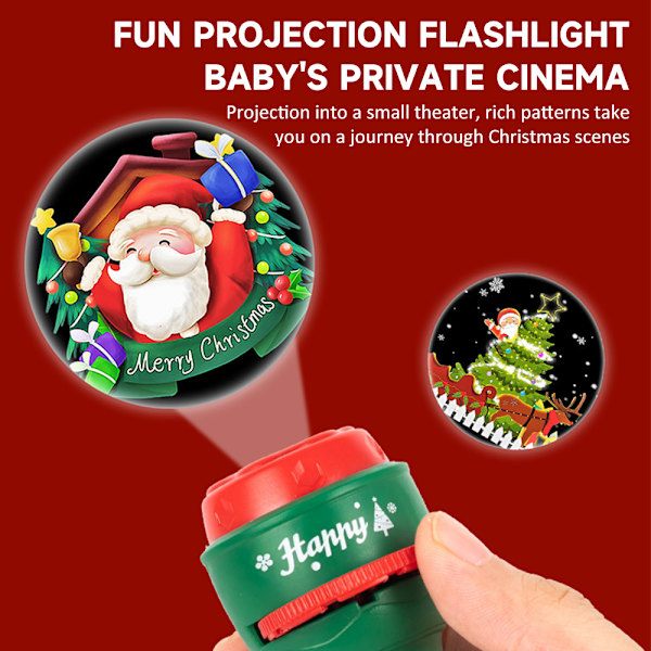 24 Mønstre Slide Projektor Lommelygte Jul Håndholdt Lommelygte Lampe Børnelegetøj Red