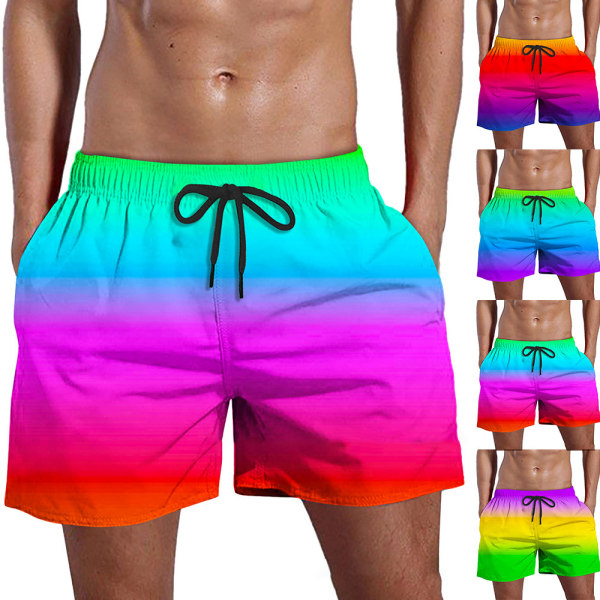 Simning för män med elastiska midja Badkläder Strandkläder Gym Casual Trunks Sommarshorts C XL