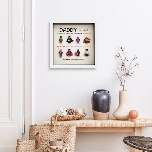 8 tum Superhjälte Minifigurer Miniatyr Ramfodral Väggdekoration Fars Dag Presenter White