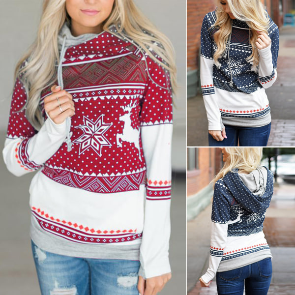 Jul-pullover hoodie sport fritid vinter semesterkläder dark bule