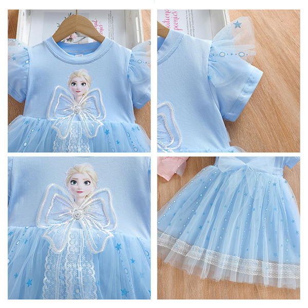 Børn Piger Elsa Prinsesse Tutu Kjole Frozen Udklædning Fest Cosplay Kostume Nederdel Light blue 140cm