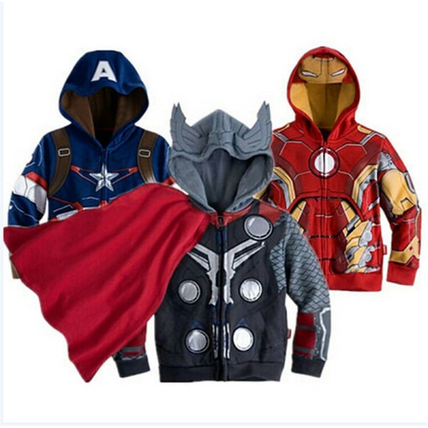 Pojkar Flickor Huvtröjor Superhjälte Sweatshirt Jacka Coat Thor 130