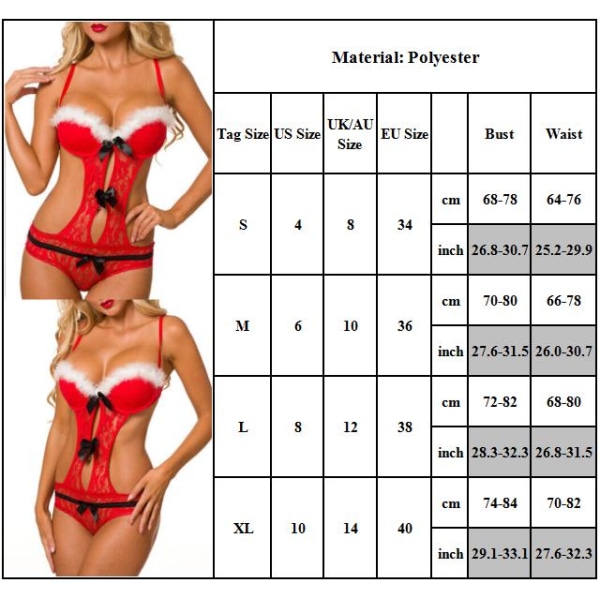 Julunderkläder Teddy Bodysuit Dam Strumpband Ihåliga Nattkläder M