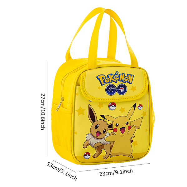 Cartoon Kids Girls Boys Portable Students Lunch Bag School Office Snack Food Picnic Box Storage Pack Black