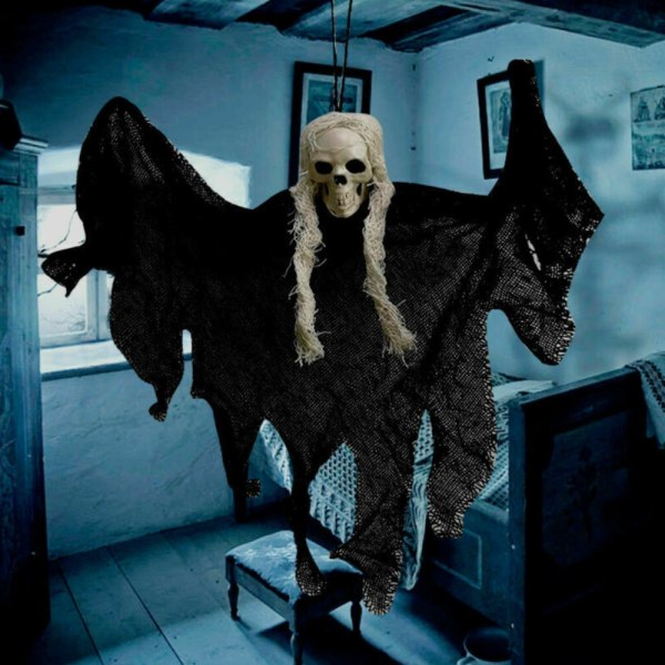 Pääkallo Roikkuva Kummitus Kauhu Halloween Juhlat Talon Koriste Rekvisiitta red