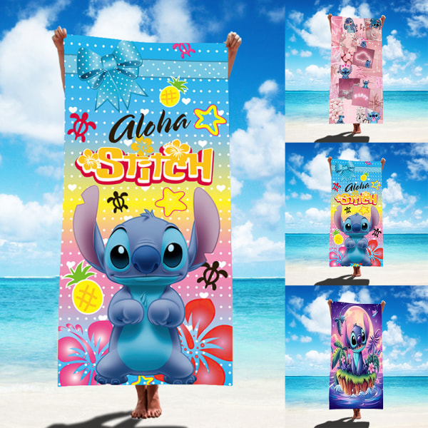 Lilo & Stitch Högabsorberande strandhanddukar i mikrofiber Badlakan Disney Anime Badlakan för barn Tecknad strandhandduk C 75*150CM