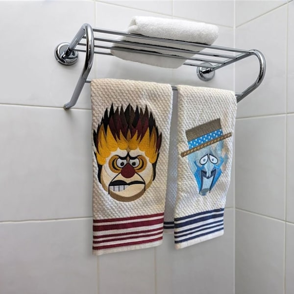 Heat Miser Snow Miser Julehåndkle 60x40cm Brodert Stort Bomullshåndkle Julehåndkle Baderom Juledekorasjon B