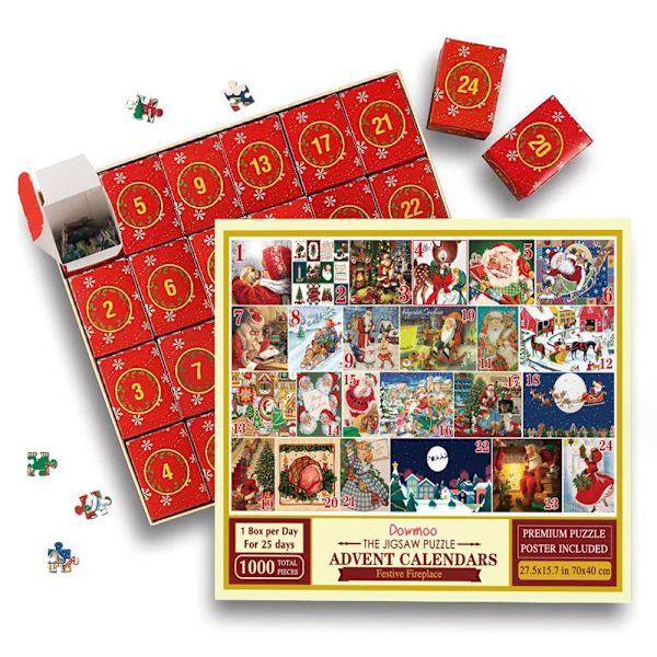 Adventskalender 2023 Puslespil Adventskalender 2023, 1008 Puslespilsbrikker 24 Dages Nedtælling 28 *22 *6cm