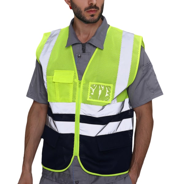 Säkerhetsväst Hög Synlighet Arbetskläder Reflexväst # 9 Yellow 2XL