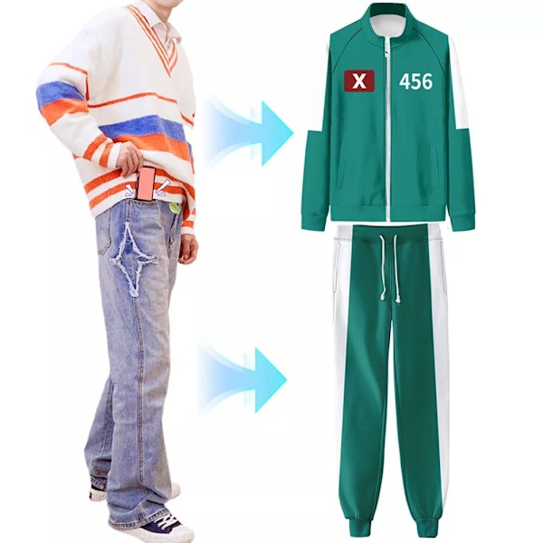 Squid Game 2 Unisex Tracksuit Set 001 456 230 333 Herr & Dam Cosplay Kostym #001 4XL