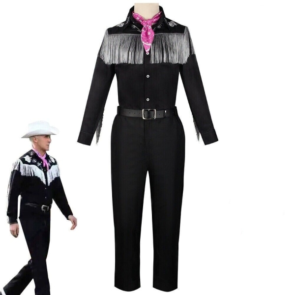 Margot Robbies Barbie Costume Man Black Cow Boy Halloween Set XL