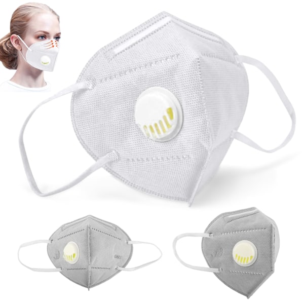 KN95 Engångsmask för hälsosam vård med ventilventil White 1 pc
