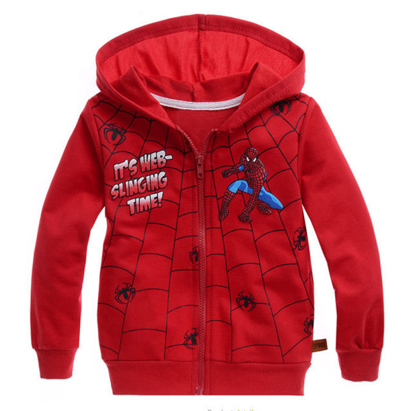 Spiderman Jacka Zipper Hoodies Kappa för barn med Pocket Winter 110cm