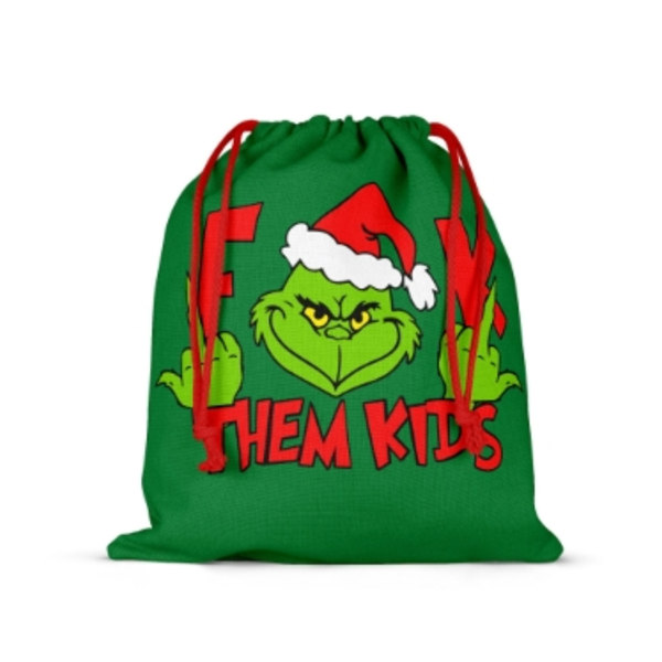 Jul Grønn Grinch Sekk Snøring Bag Julegave Gavepose E