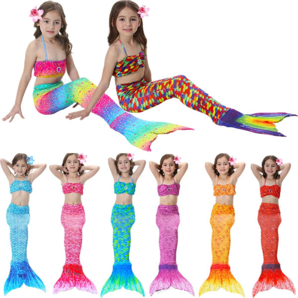 Mode flickor sjöjungfru svans baddräkt Beachwear Cartoon rainbow 150 cm