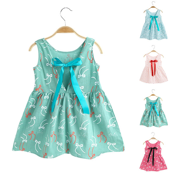 Småbarn Flickor Prinsessklänning Barn Blommig Ärmlös Strand Klänning Prinsessklänning B 120cm