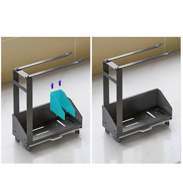 Keittiön järjestelyteline, pesualtaan järjestäjä 360° pyörivällä pyyhepidikkeellä, astianpesuaineen pidike, keittiöhylly, säilytysteline With cutlery set