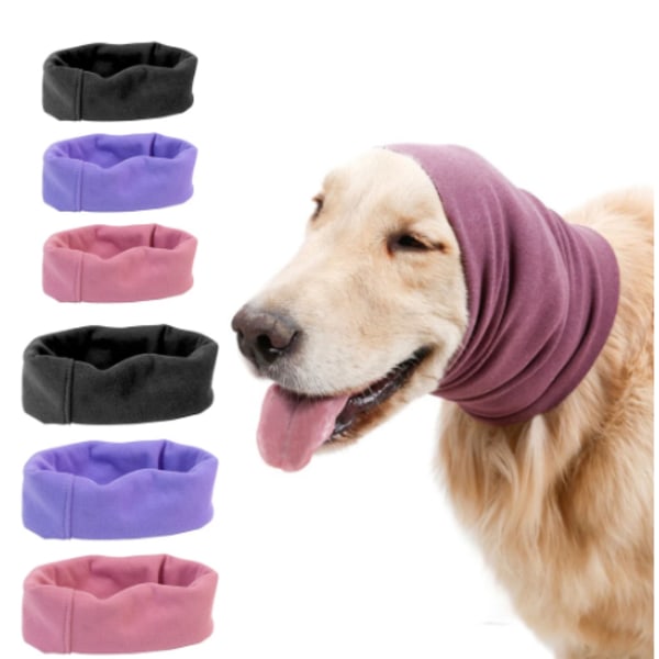 Husdjur Katt Hund Öronlappar Anti-brus Grooming Kläder Turban Mjuk purple L