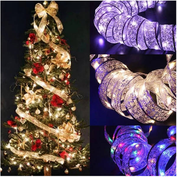 LED Julebånd Sløyfer Trepynt Nyttår Hjem Dekor multicolor 4m