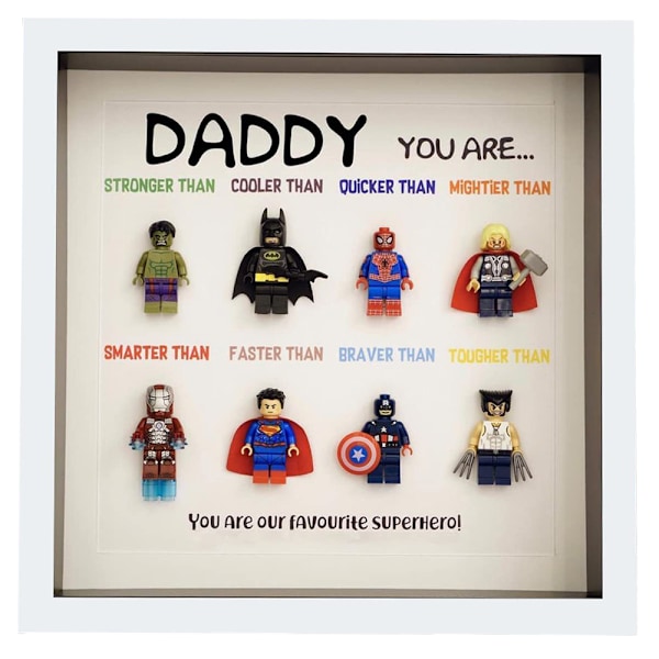 8 tum Superhjälte Minifigurer Miniatyr Ramfodral Väggdekoration Fars Dag Presenter White