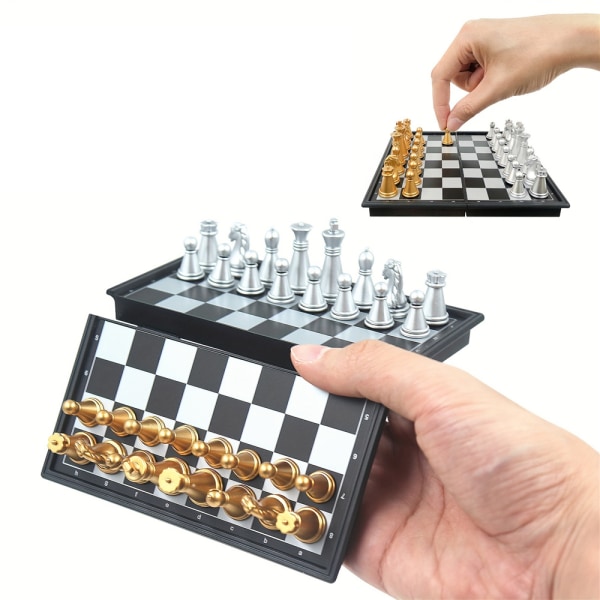 Deluxe 2-i-1 schack och schack - Magnetisk hopfällbar schackbräde