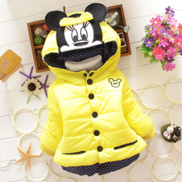 Flickor Baby Minnie Coat Hoodie Winter Warmer Ytterkläder Toppar Yellow 8