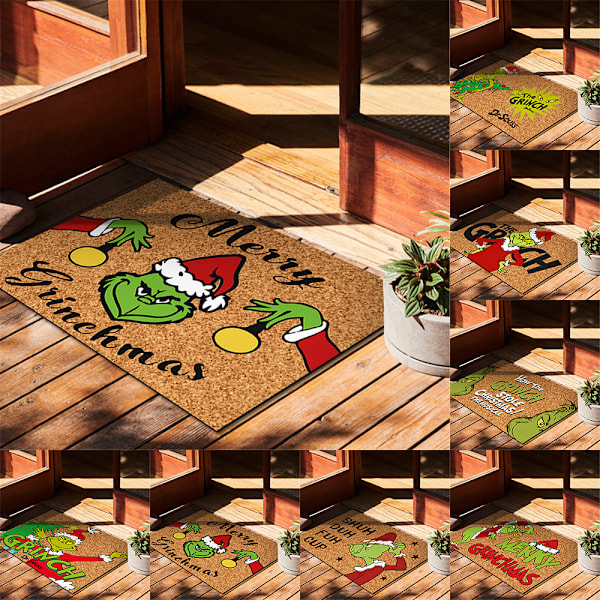 Grinch Julfestival Dekoration Dörrmatta Matta Hem Inomhus/Utomhus #2